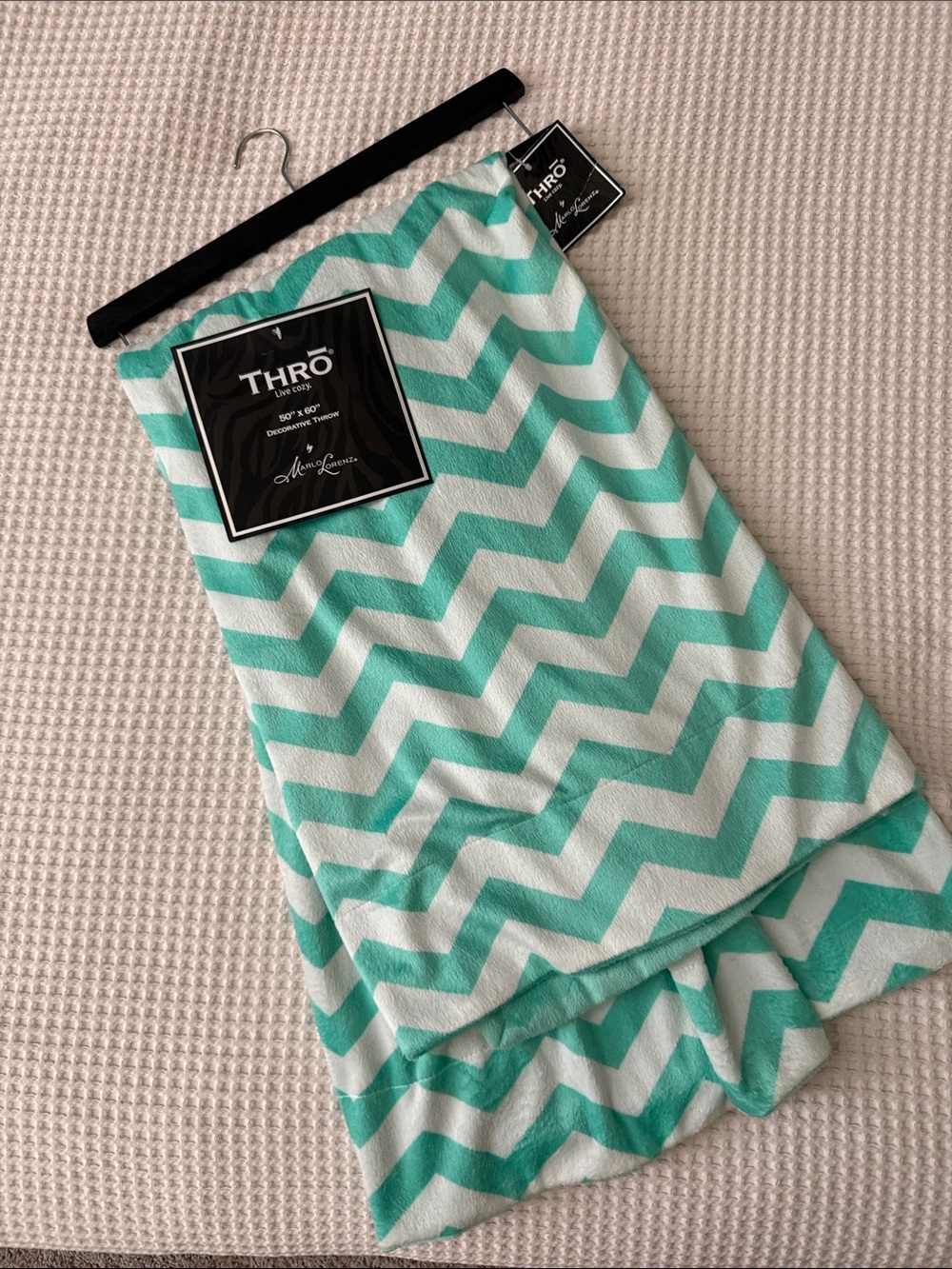 THRO by Marlo Lorenz Aqua Chevron Throw Blanket